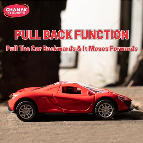 Image of Chanak Die Cast Car for Kids Alloy Metal Pull Back Car Toy Car Toy Vehicle with Openable Doors & LED Lights Cars for Kids Collectible Toy Vehicle Gift for Kids Boys Girls BIS Approved (Red)
