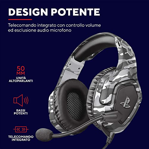 Trust Gaming GXT 488 Forze-G Cuffie PS4 e PS5 con Licenza Ufficiale PlayStation, Over-Ear, Microfono Ripiegabile e Archetto Regolabile, Jack Audio 3.5 mm, Cuffie Gaming Cablate - Grigio - Immagine 1