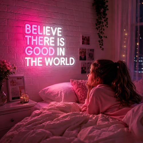 Image of Believe There is Good in the World Neon Sign Led Neon Light Signs for Wall Decor Light Up Sign for Birthday Party Club Gift