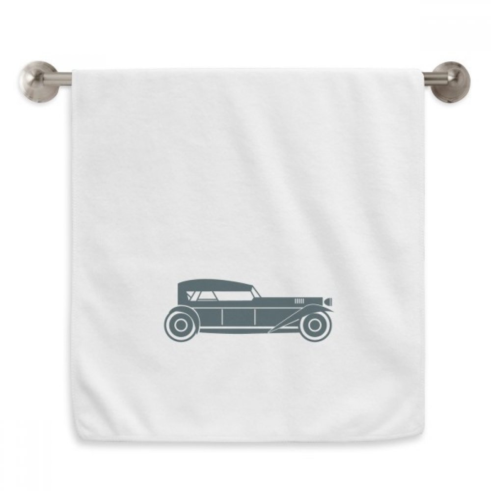 Serviette de toilette haut de gamme motif classic cars silhouette diadème fond blanc