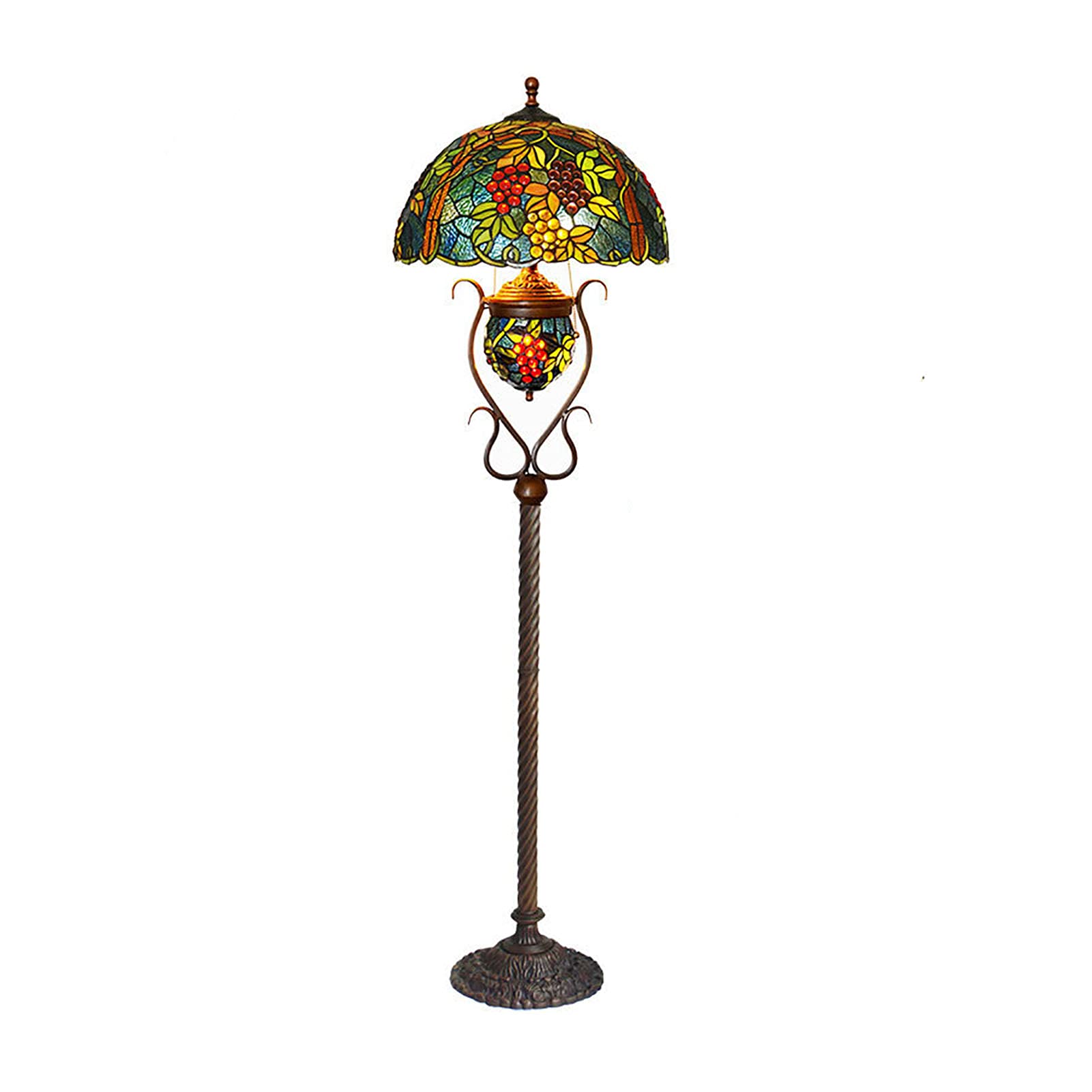 European Grape Floor Lamp,Vintage Tivani Mother and Child Floor Lamp,Stained Glass Floor Lamp,for Study Living Room Bedroom Home Decorative Lamp-Color Tiffany 40 * 165cm