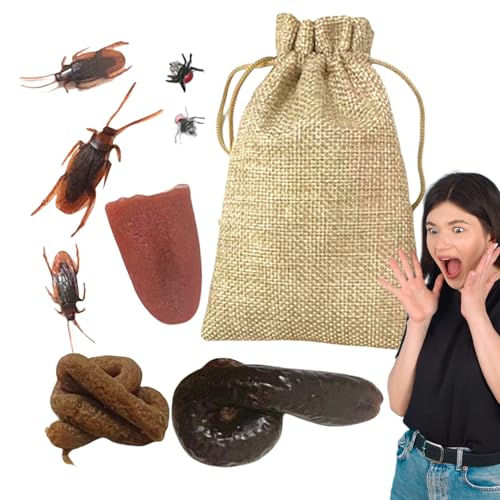 Generico Kit de bromas para niños, 10 piezas de juegos divertidos y , juego para el primer abril, bromas prácticas, heces y cucarachas realistas para accesorios de Halloween