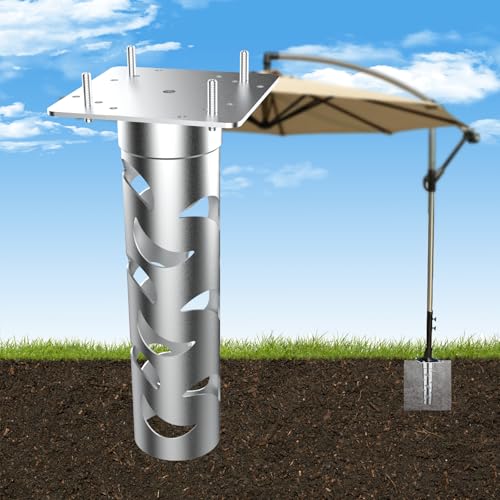 SERABETTO In-Ground Umbrella Base, 2200lbs Capability In-Ground Umbrella Holder, Outdoor Umbrella Stand for Offset Cantilever Umbrellas