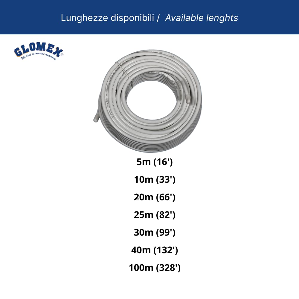 Glomex – Câble coaxial TV faible perte 75 ohms 30m, modèle V9139/30 – Double blindage, haute qualité marine, pour voiliers, moteur, bateaux pneumatiques, yachts – Transmission de signal stable