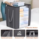 120L Extra Large Blanket Clothes Storage Bags, Gray, 1 Pack - Image 5