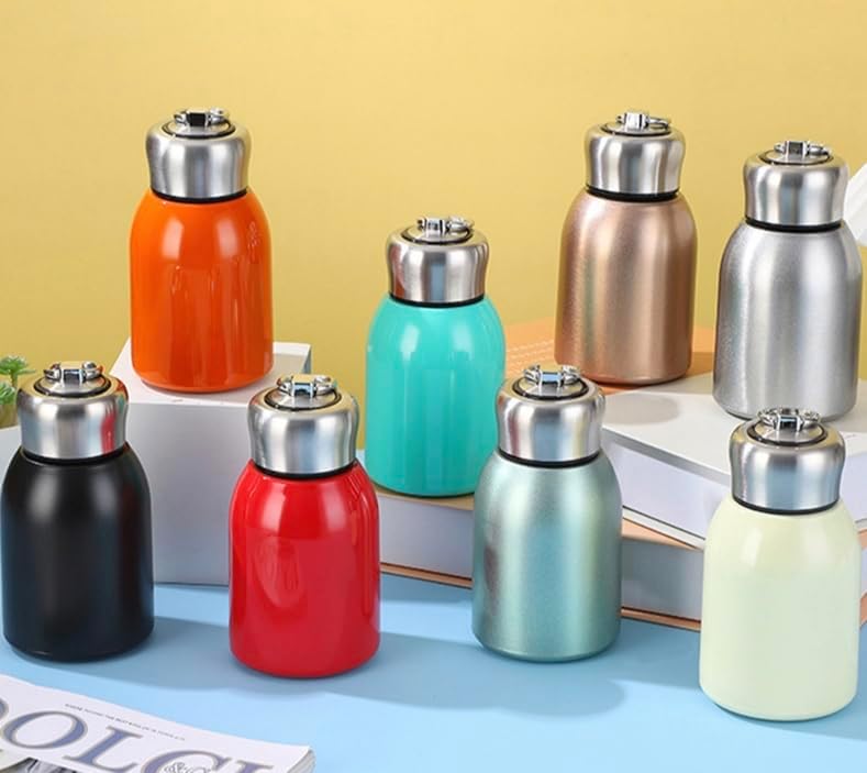 10 oz Mini Vacuum Insulated Tumbler small Water cup Small Stainless Steel Bottle for Hot and Cold Drinks Travel Coffee Mug With Portable straps For Women Gifts Travel Camping Hiking(Silver) - Image 5