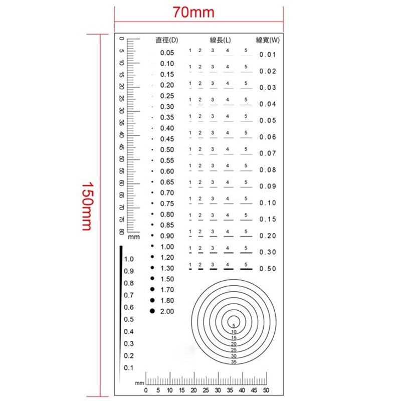 Microscope Round R Radius Point Line Gauge Transparent PET(9)