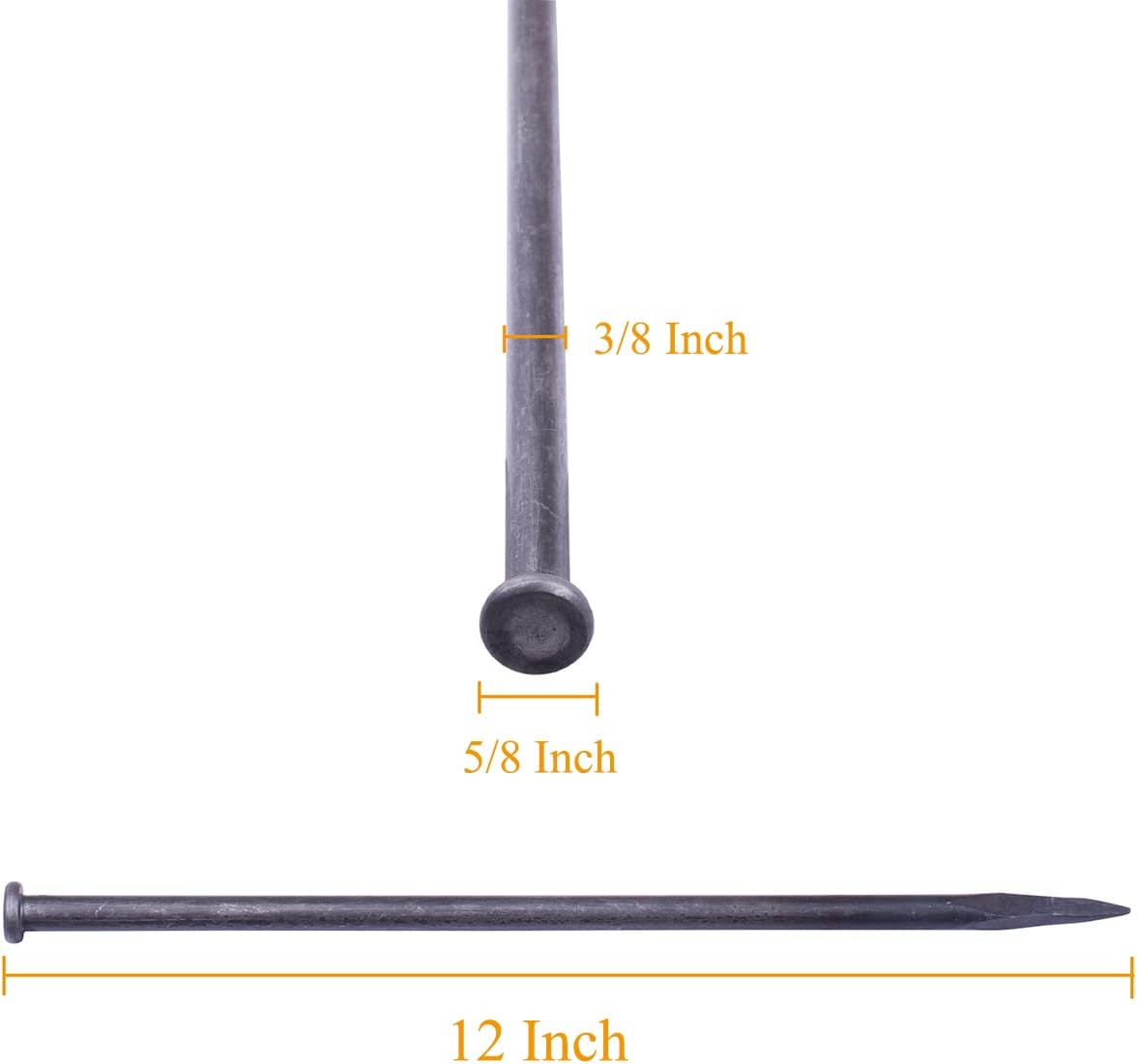 WOWCASE 12 Inch Metal Edging Spikes,25 Pcs Heavy Duty Solid Metal Landscaping Spike, Anchoring Spike Nails for Paver Edging, Weed Barrier, Artificial Turf Etc. (25)