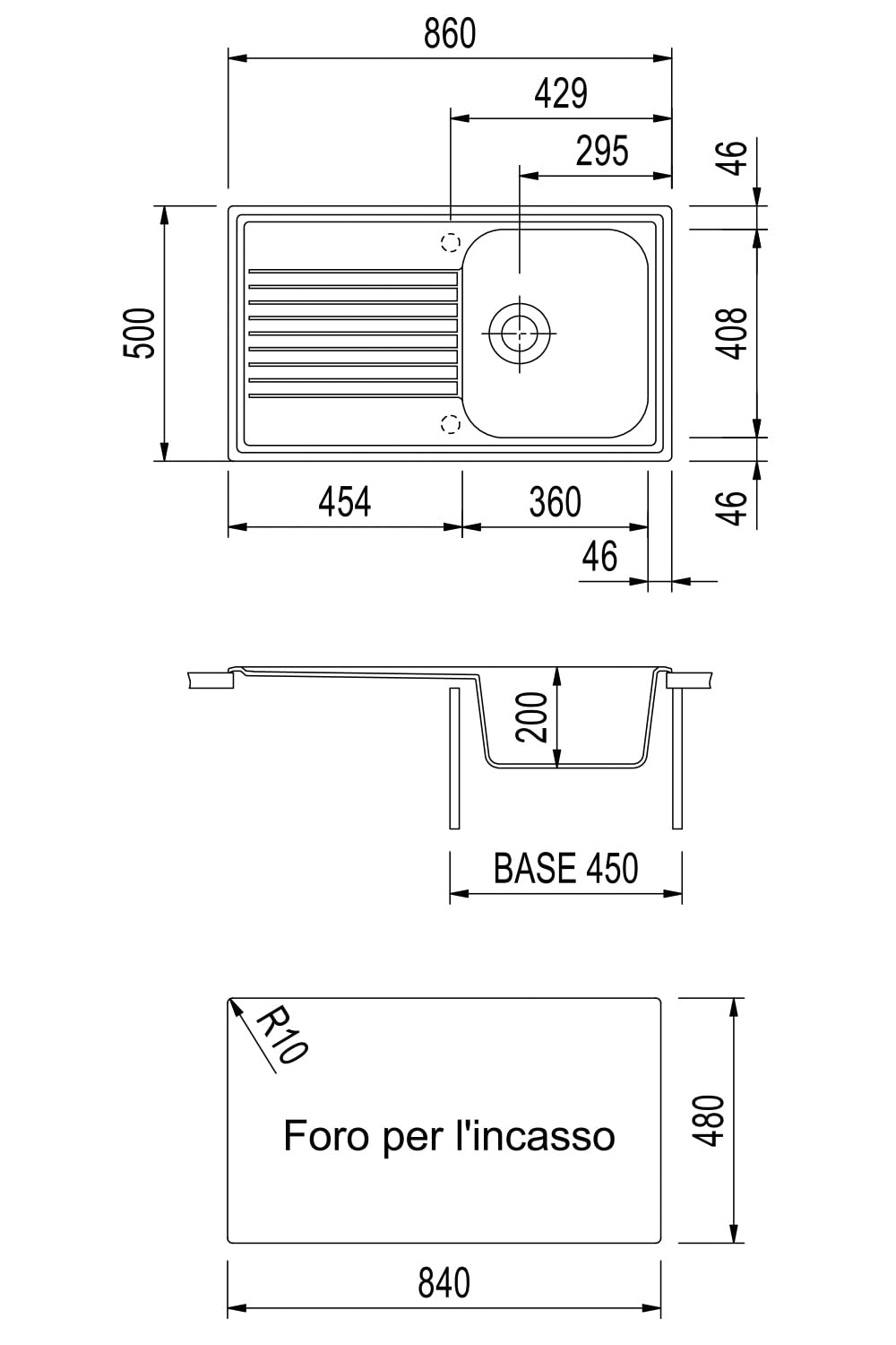 Lavello composito cucina PLADOS modello PL0861 una vasca + miscelatore monocomando Zeus BIANCO 98
