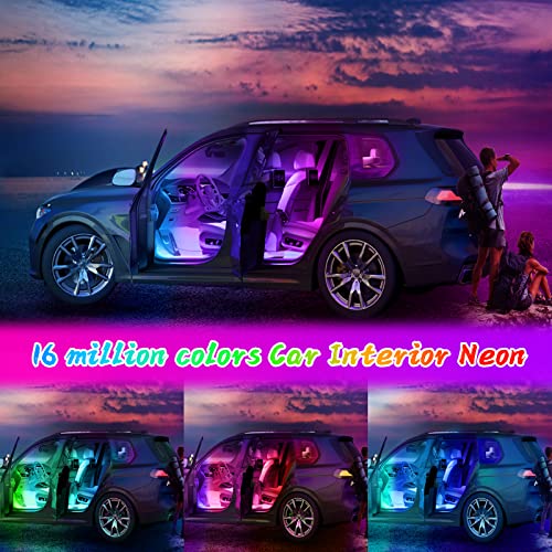 Fcpvhoy Smart Led Interior Car Lights, Car Decorative Light, Colored Car Light, Car Pedal Light Strip That Can Be Controlled By App, 4Pcs Music Synchronization Dream Color Car Light Bar #TOP2