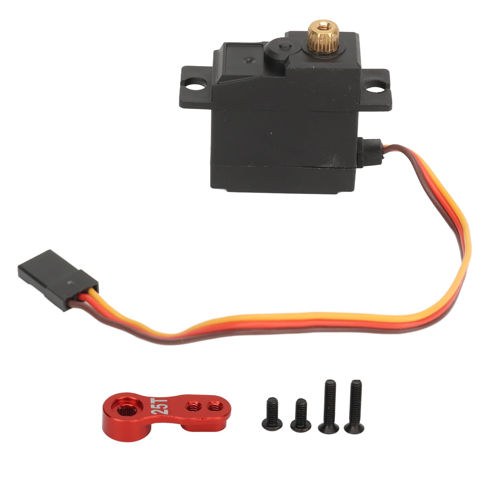 Servo digital RC de 2,2 kg de torsión con brazo de aleación de aluminio 25T, accesorio de actualización RC para coche RC MJX 16208 16207 16209 1/16 (Roja)