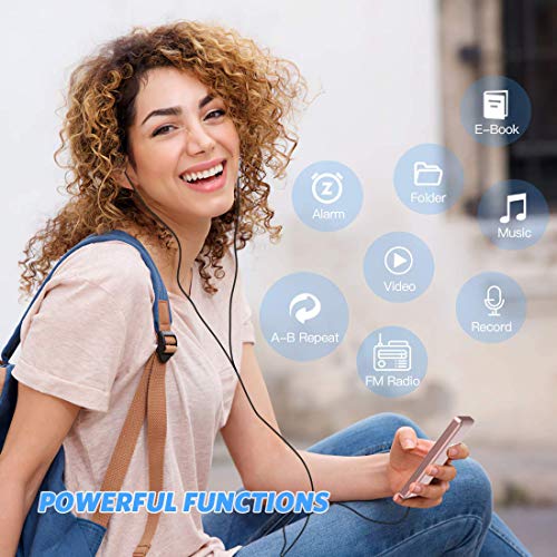 Agptek A02 8Gb Mp3 Player, 70 Hours Playback Lossless Sound Music Player, Supports Up To 128Gb, Rose Gold #TOP3