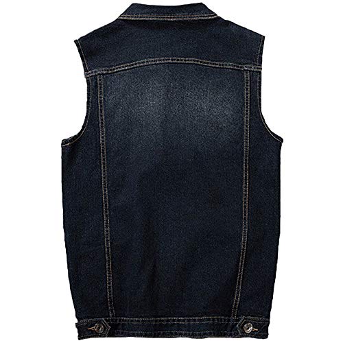 Men's Casual Button Up Denim Vest Vintage Sleeveless Jeans Vest Jacket3
