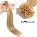 Produktbild TESS Extensions Echthaar Bondings 1g Keratin Haarverlängerung Remy Human Hair Extensions U-Tip 100 Strähnen 100g-40cm(#18/613 Hellgoldblond&/Hell-Lichtblond)