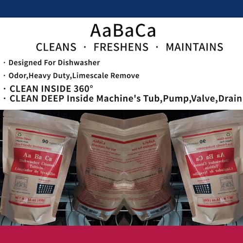 Dishwasher Cleaner Tablets 90 Counts Minty Fresh Scent Deep Cleans inside 360° Cleaning More Active Eco Friendly Plastic Free Lasting Long