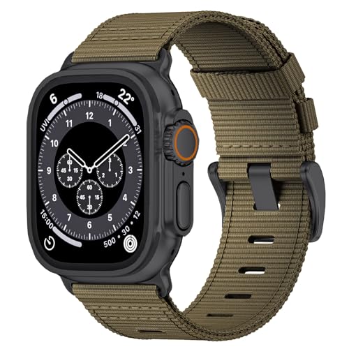 Nylon Watch Band for Apple Watch Ultra 3/2/1 Band 49mm 46mm 45mm 44mm 42mm(Series 1 2 3), Adjustable Breathable iWatch Straps for Apple Watch Ultra Bands for Men 11/10/9/8/7/6/SE/5/4/3/2/1
