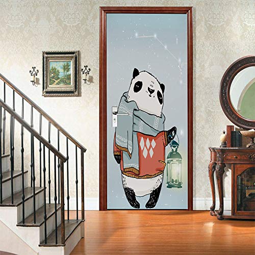 Poster porte autocollant 73x205 cm decoration murale panda - 5