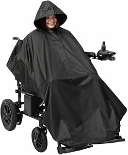 moovon Waterproof Wheelchair Poncho Rain Cover for Electric Wheelchair & Mobility Scooter, Full Body Rain Cape with Hood, ...