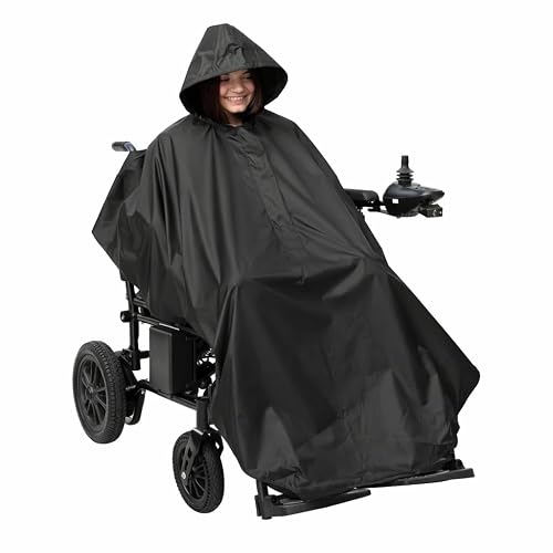 moovon Waterproof Wheelchair Poncho Rain Cover for Electric Wheelchair & Mobility Scooter, Full Body Rain Cape with Hood, Universal Wheelchair Accessories for Adults & Seniors