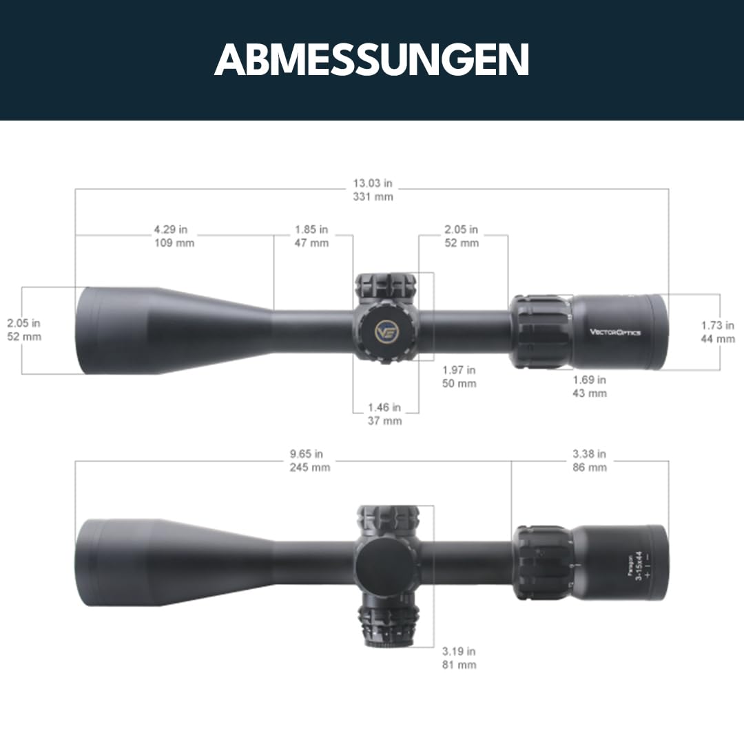 Vector Optics SCOM-37 Paragon 3-15x44SFP - Cannocchiale per sport, airsoft e caccia, fucile ad aria compressa, mirino mirino per fucile, scopa rifle scope, ampia gamma di accessori