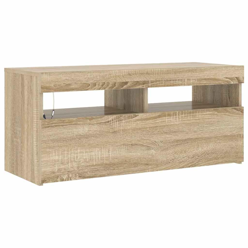 vidaXL Mueble de TV con Luces LED Roble Sonoma 90x35x40 cm