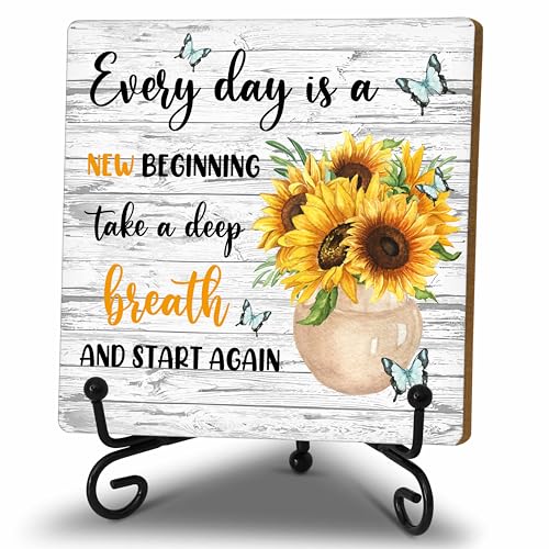 Cartel de Madera Decorativo con Girasol Inspirador miniatura 1