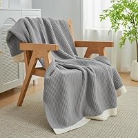 Amélie Home Waffle Throw Blanket for Couch, Soft Cozy Chenille Knit Blanket Warm Decorative Throw for Sofa, 50"x60", Grey