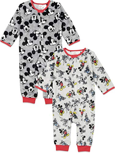Disney Mickey Mouse Baby Boys 2 Pack Sleep N' Play Fleece Zip-Up Gray 18M