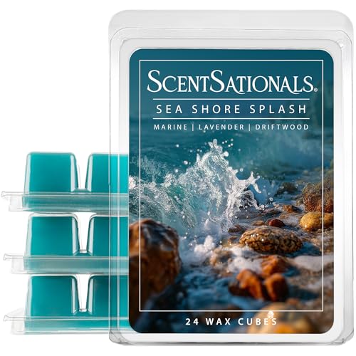 Scentsationals Wax Melts, Wax Cubes Strong Scent - Seashore Splash - Long Lasting Scented Wax Melts for Warmer, 10oz (24-Cubes)