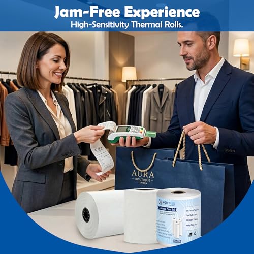 Image of MOREBLUE Thermal Paper /Billing Machine /POS Machine Rolls 2 inch- 57mm(Width) x 25 meter(Length) for POS, Credit Card Machines, Cash Registers (Pack Of 100 Rolls)