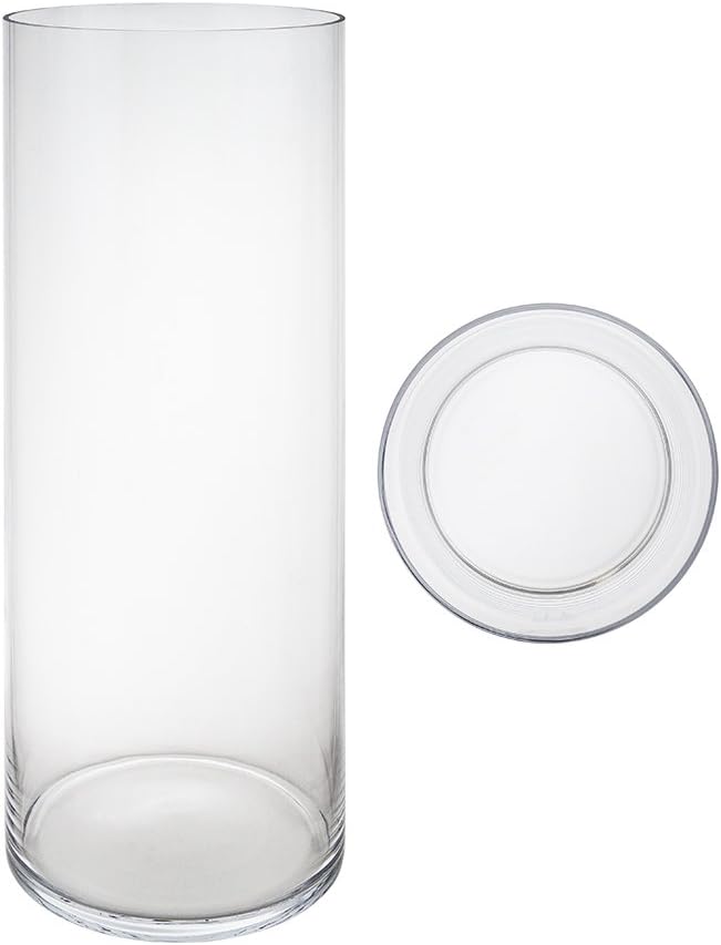 Mega Vases Cylinder Vase 7 Inch x 24 Inch, Decorative Clear Glass with Sturdy Base, Wedding Centerpieces, Flower Bouquets, Home Décor, Celebrations, Parties, Event Planning, Arts & Crafts