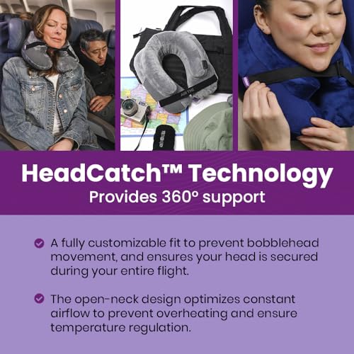 Cabeau Inflatable Travel Pillow – Air TNE – Adjustable, Lightweight, and Supportive for Sleeping on Airplanes, Trains, and Cars– Customized Fit and Compact Carrying Case (Midnight Black) - Thumbnail 3
