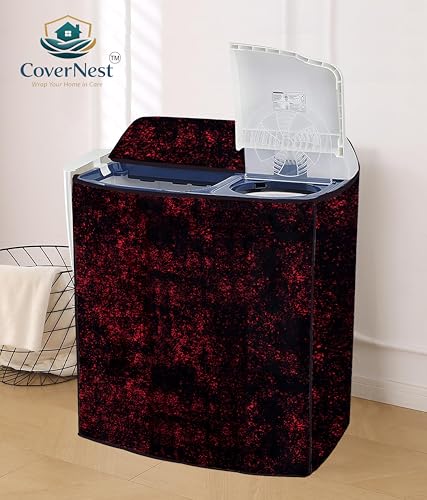Image of Covernest Semi Automatic Washing Machine Cover, Dustproof, Compatible with 6 Kg -7.5 Kg Washing Machines (WMC-RED DUST SEMI)