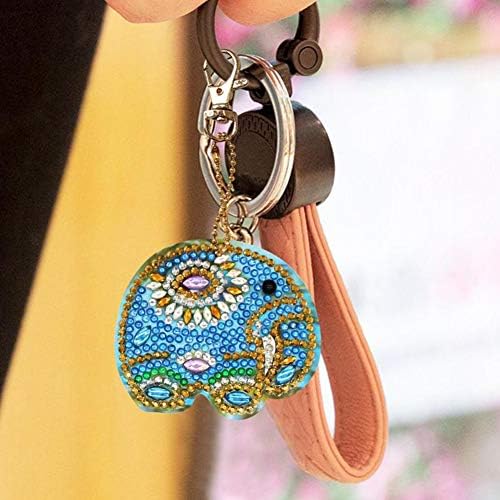 Diamond Painting Keychain Kits 5 pcs Elephant Key Pendant,Special Small Diamond DIY Art Craft for Kids and Adult.for Key Chain,Bag,Home Decoration ect