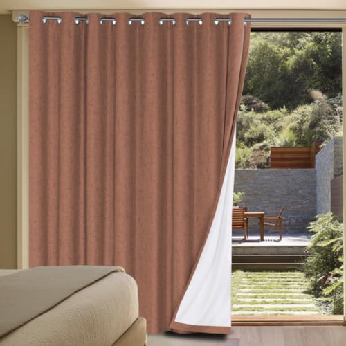 Image of H.VERSAILTEX Linen Blackout Curtains Durable Thick Textured Linen Look 100% Blackout Patio Door Curtain Anti Rust Grommet Extra Wide Sliding Door Curtain Panel, W100 x L84 inch, Washed Spice