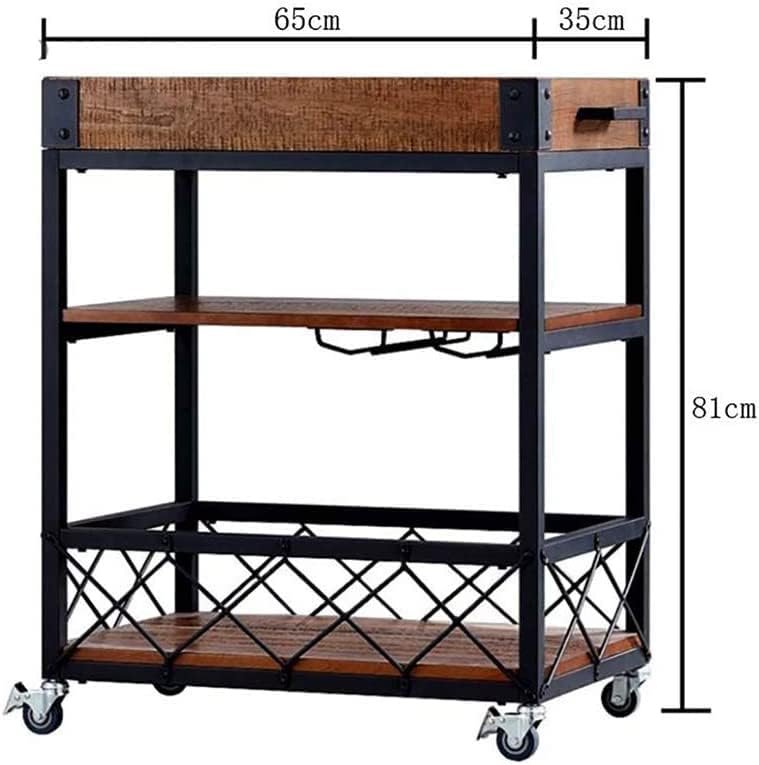 Carrito de servicio de bar de madera, carrito móvil de hierro y madera para servir bebidas de vino y bebidas en hoteles, restaurantes, cocinas y clubes