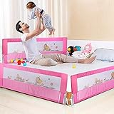  180 x 64 cm Riel de Cama de Seguridad Plegable para Niños Pequeños Protección Guardia del Sueño de los Niños Barandilla de la Cama, Rosa