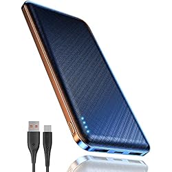 Bateria Select Power 10000Mah Power Bank, Bateria Portatil 10000mAh Ultra Delgado Ligero Bateria Externa, USB-C Entradas/Salidas (3,0A) y 2 Salidas USB-A (2,4 A), Cargador Portatil Compatible con iPhone Samsung Airpods Huawei iPad