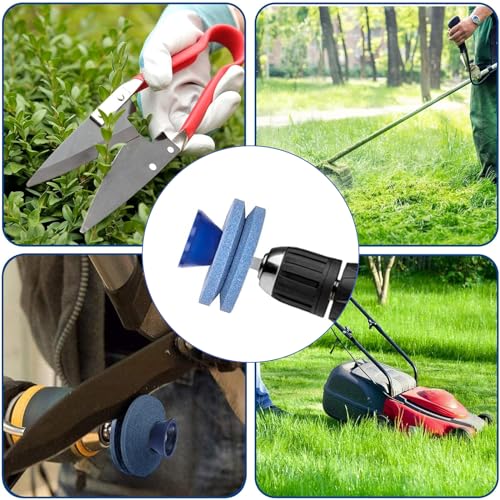 VireEyU Juego de 3 afiladores de cuchillas de cortacésped, afilador de jardín universal para taladro eléctrico y taladro manual,herramienta de afilado efectiva, kit de reparación para herramientas - imagen 4