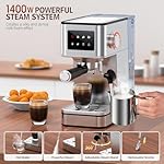Espresso Machine, 20 Bar Compact Espresso Maker with Steam Milk Frother, Stainless Steel Coffee Machine with 57.5oz Removable Water Tank & LED Touchscreen Monitors for Latte (2025 updated model) - Image 4