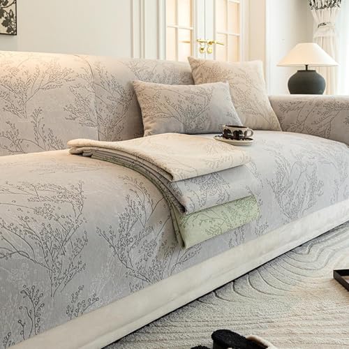 Couvre-canapé en chenille gris 45x45 cm | Housse de coussin douce lavable