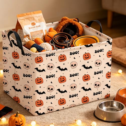 Image of Rectangle Storage Basket,Gift Basket,Room Decor(Bat Star Halloween)