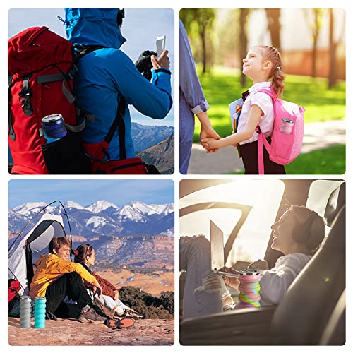 Beheso Collapsible Water Bottles With Silicone Brush - Straw Silicone Foldable Water Bottle Reusable Camping Cup Leak Proof Portable Travel Sport Water Bottle-500Ml/17Oz (Light Green) #TOP6