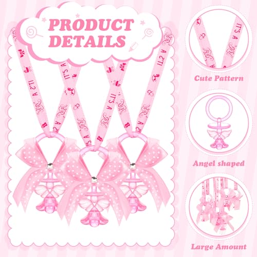 Image of Tondiamo 60 Pcs Baby Shower Pacifier Necklace for Chupones para Baby Shower Game Party Favor Acrylic Angel Pacifier Charm for Girl Boy Guest Gender Reveal Party Decoration Table Scatter(Pink)
