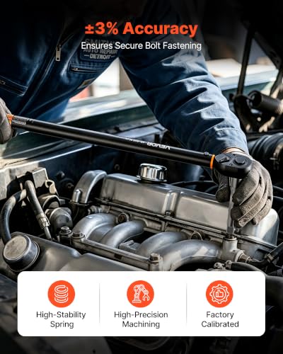Image of VEVOR Torque Wrench 1 /2-inch Drive Click Torque Wrench ±3% High Precision, 29.4-294.1 lbf-ft / 40-400 N.m, Dual Scale Readings, with Extension Bar, Adapter and Storage Case, for Automotive Repair