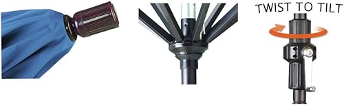 Miniatura 7 de California Umbrella GSCU908170-F95 - Sombrilla de patio de la serie Golden State, grisblanco