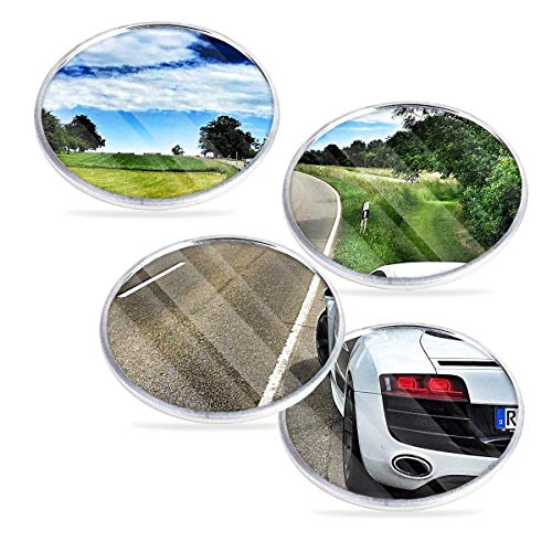 Zone Tech Rearview Blind Sport Mirrors - 4-Pack Premium Quality 2 Inch Stick-On Aluminum Border Thin Car Blind Sport Mirrors