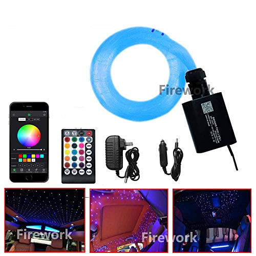 2020 New Upgrade Car Use 16W RGBW Starlight Headliner, Bluetooth APP/Remote Music Mode LED Fiber Optic Light Star Ceiling Kit, 260pcs 0.03in 6.5ft