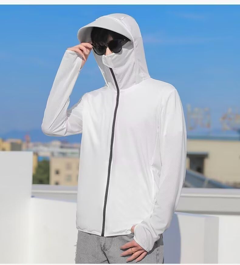 Image of Men and Women's UV Protection Jacket with Detachable Hood and Large Brim for Summer