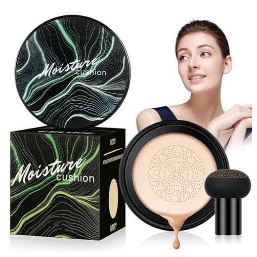 Mushroom Head Air Cushion CC Cream, BB Cream Base de Maquillaje, Base Líquida, Hidratante Corrector, Control de Aceite, Resistente al Agua, Duradero (Blanco Marfil)